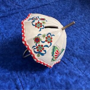 Vintage Ceramic Umbrella Shaped Coin Piggy Bank NO Lock Chadwick 1960's 6.5x6”